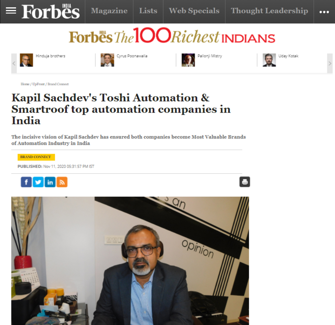 Forbes published an article